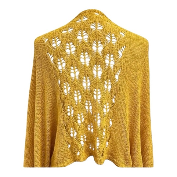 Anthropologie Mustard Yellow Crochet Open-Front Loose-Fit Cardigan. One Size. - Picture 3 of 12